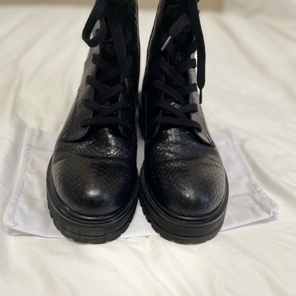 Rule London Leather Chunky Lace Up Boots Size 8 - Picture 5 of 11